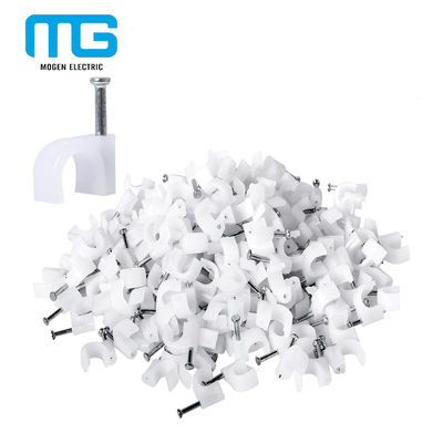 Cina 200 Pack Nail In Cable Clips / Cat6 Circle Cable Nails Tack Clips 7mm White pemasok
